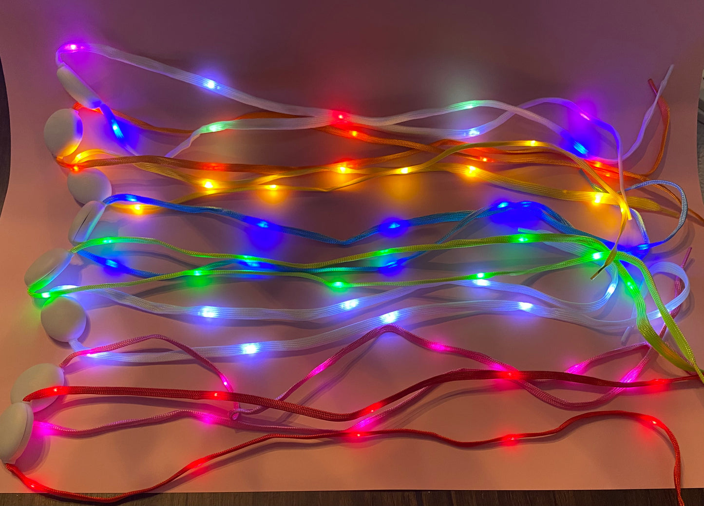 8 pack Light-Up Shoelace Valentine Party Favor, Handmade Valentine Card with LED Shoelace Favors