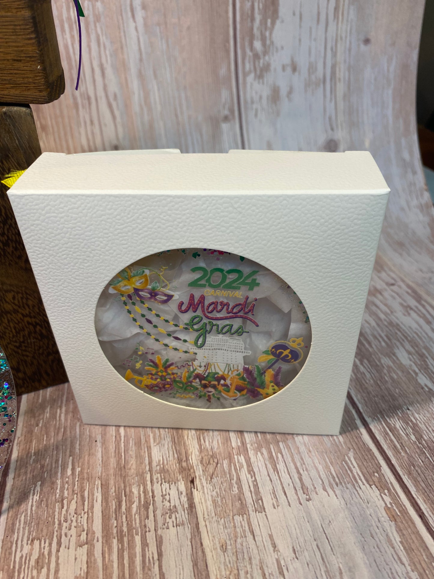 Custom Carnival Mardi Gras Cruise Ornament 2024/2025 - Glitter Carnival Ship Souvenir Keepsake, Carnival Mardi Gras Cruise Gift