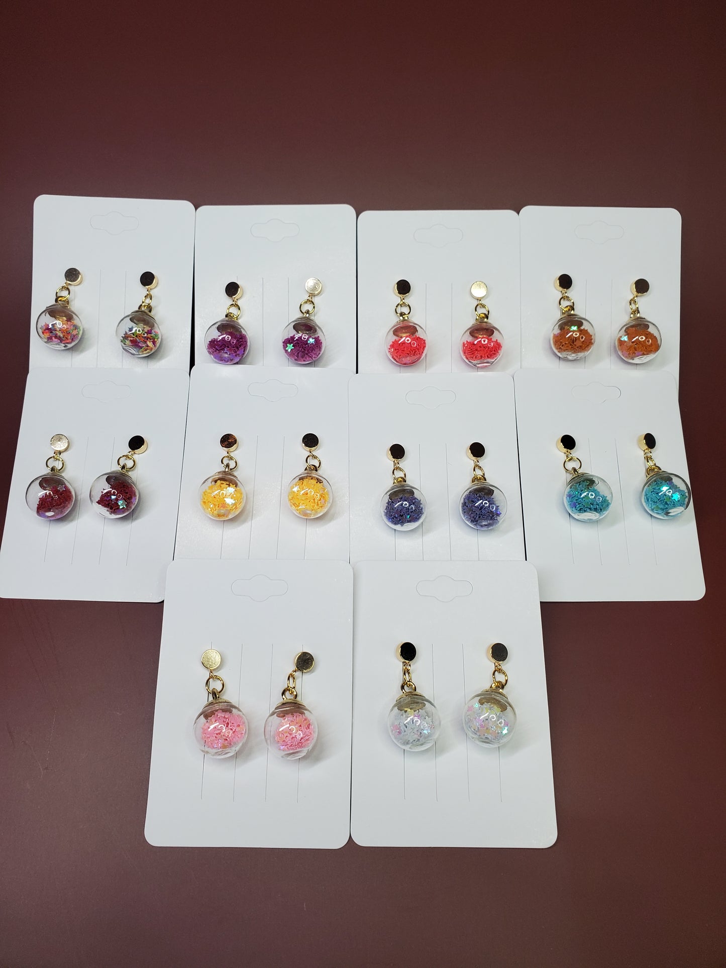 Starry Globe Gold-Plated Drop Earrings, Hypoallergenic Star Glitter Snowglobe Earrings
