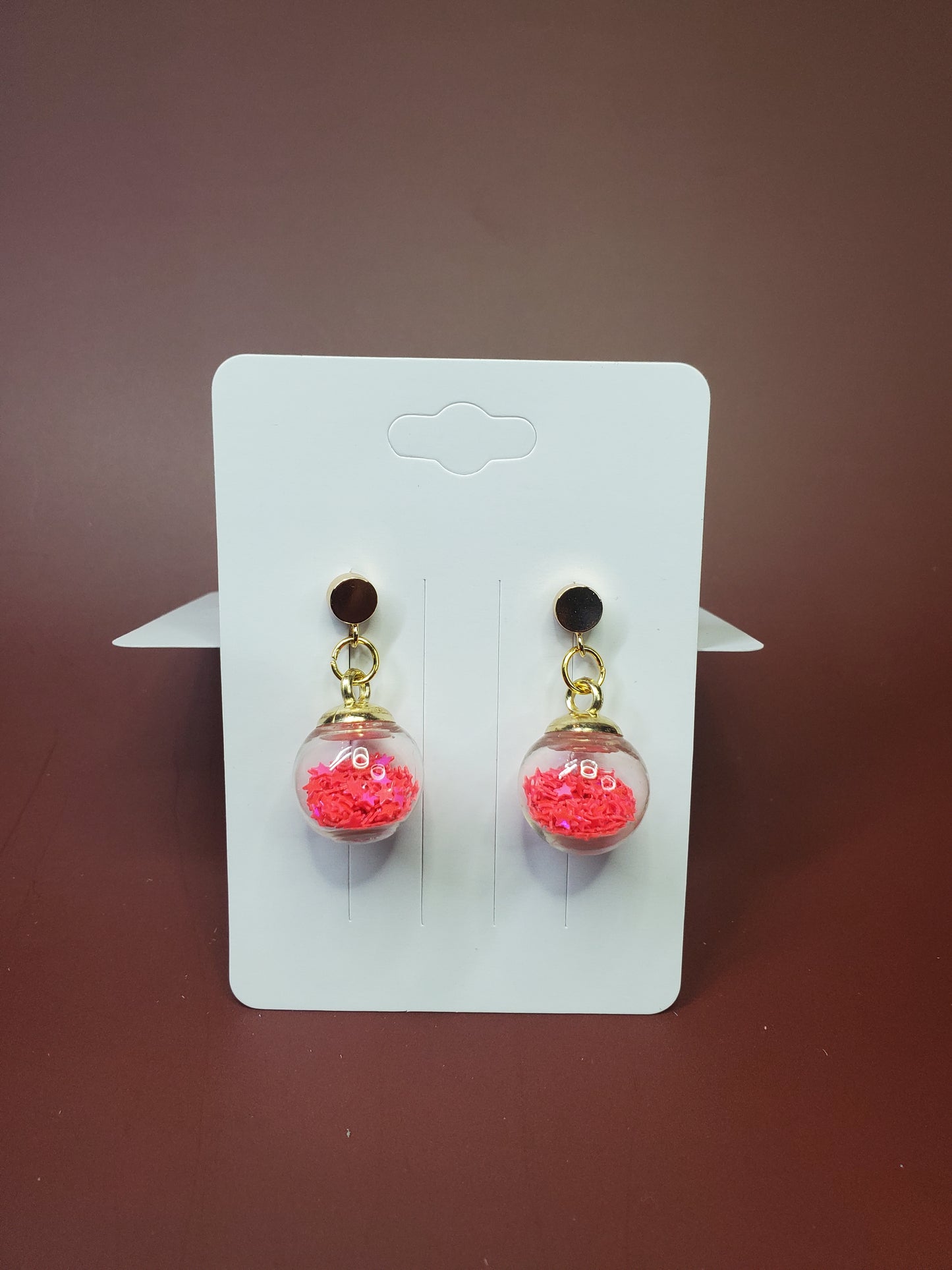 Starry Globe Gold-Plated Drop Earrings, Hypoallergenic Star Glitter Snowglobe Earrings