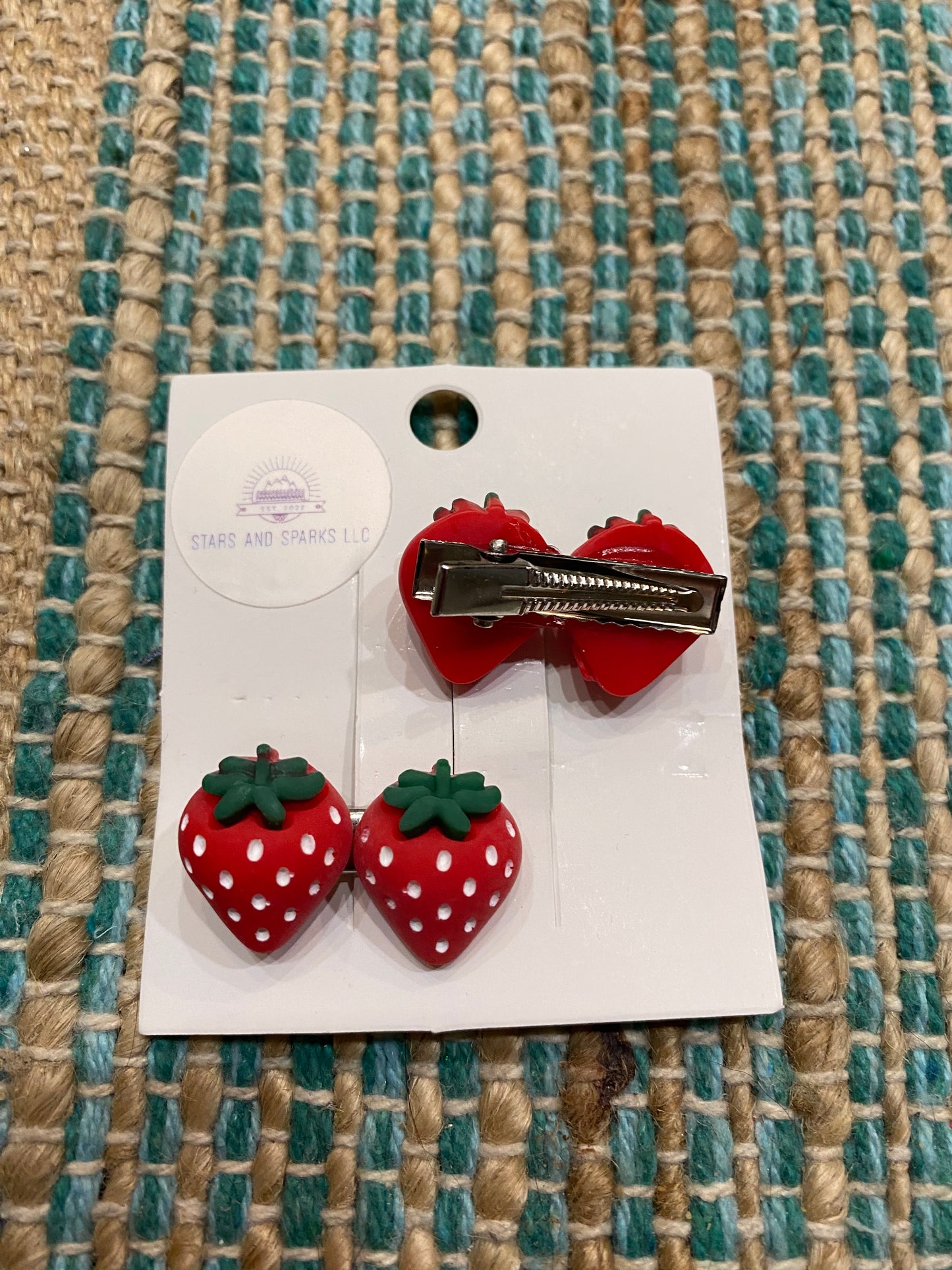 Strawberry Summer Fruit Hair Clips, Fresh Fruit Barrettes, Strawberry Hair Accessory