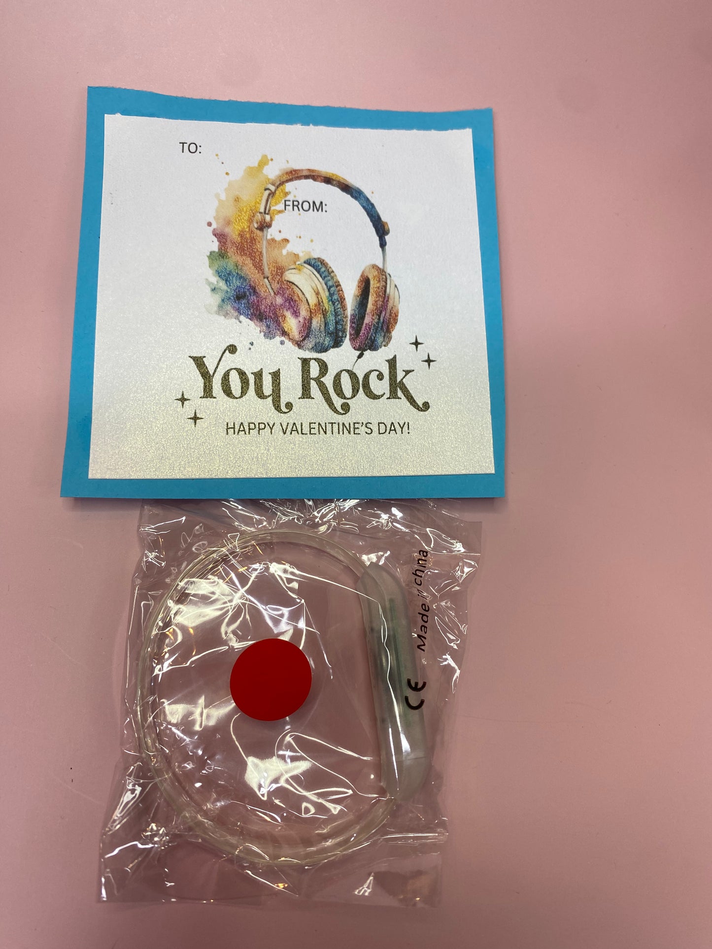 7-pack LED Sound Activated Bracelet Valentine Card and Favor