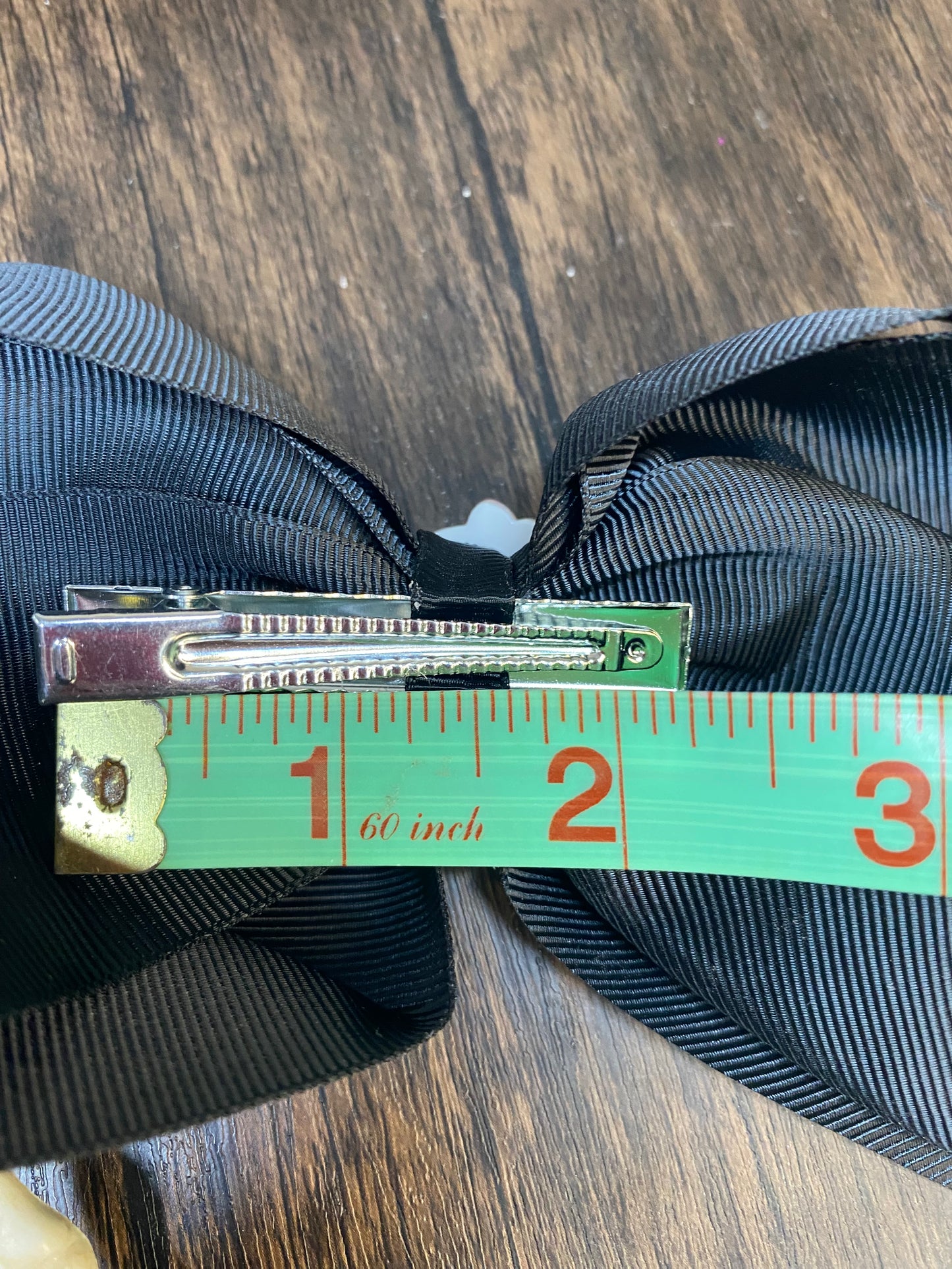 Custom Black Halloween Large Hair Bow with Halloween Charm Embellishment - 5” Hair Bow with 2.5” Clip - Spooky and Stylish Halloween Hairbow