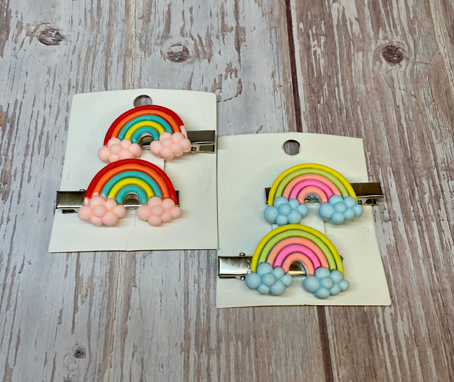 Handmade Bubble Cloud Rainbow Hair Clips. Cute Colorful Hair Accessories Kids Hair Clips Girls Rainbow Hair Barrettes Rainbow Cloud Hair