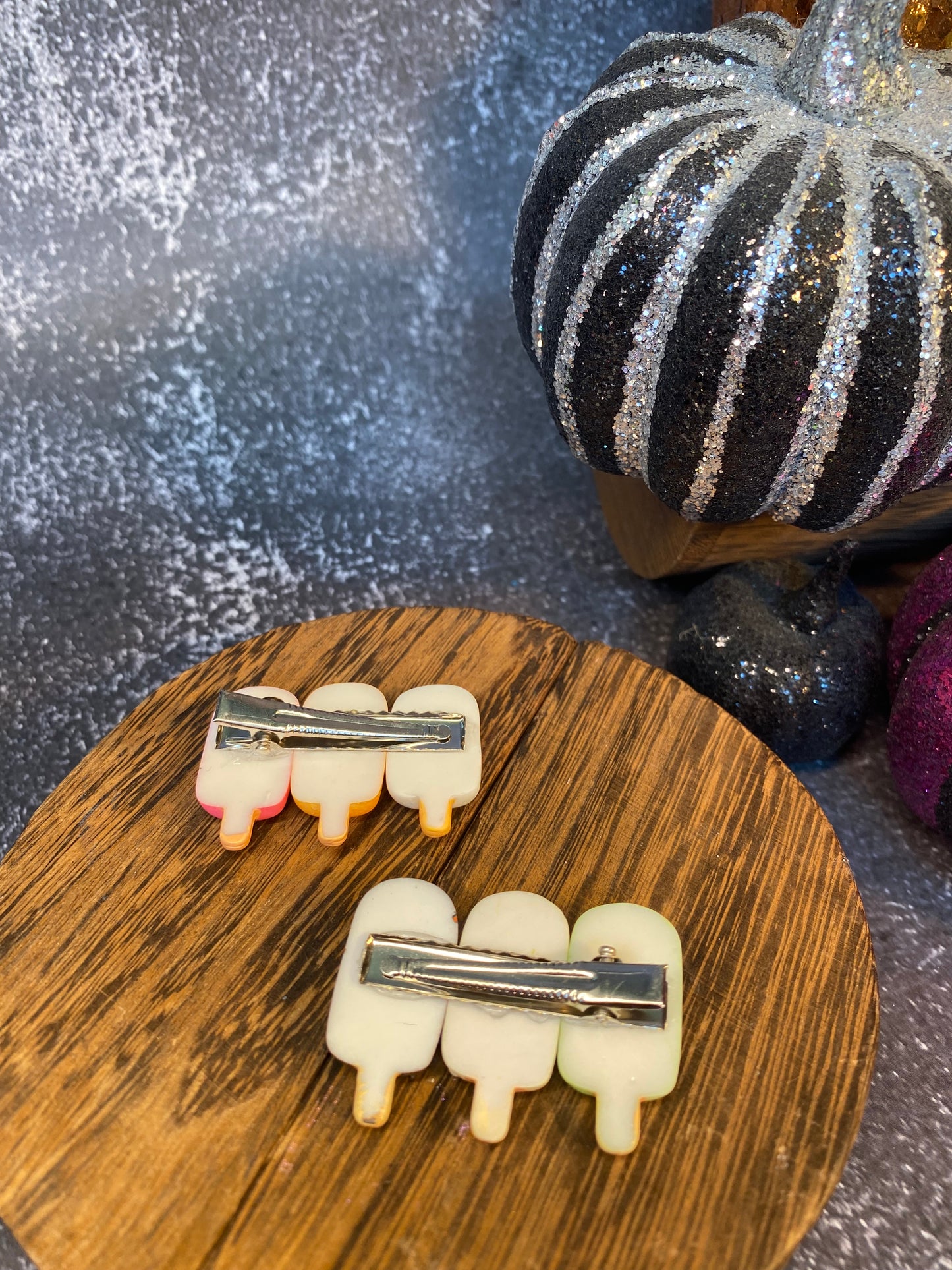 Cute Halloween Monster Popsicle Hair Clips - Set of 2 | Fun & Spooky Kids Hair Accessories | Halloween Hair Clips for Girls | Unique Halloween Party Favors