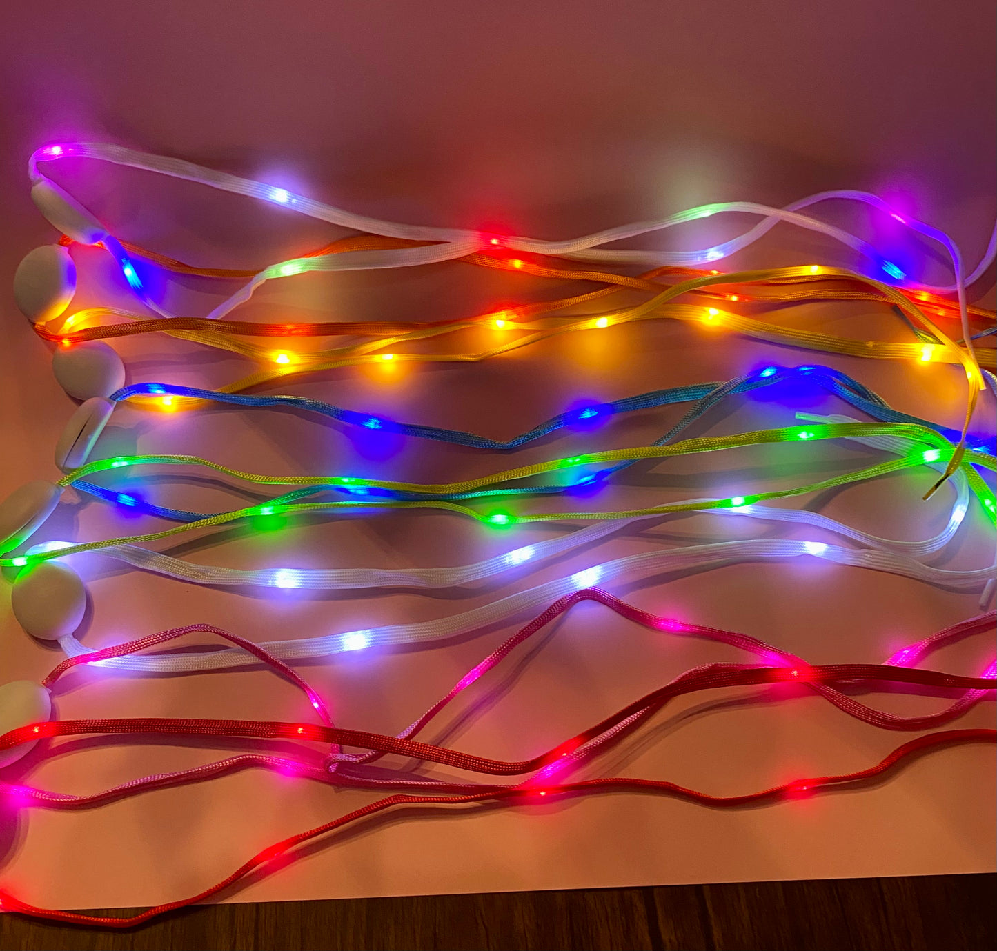 6 pack Light-Up Shoelace Valentine Party Favor, Handmade Valentine Card with LED Shoelace Favors