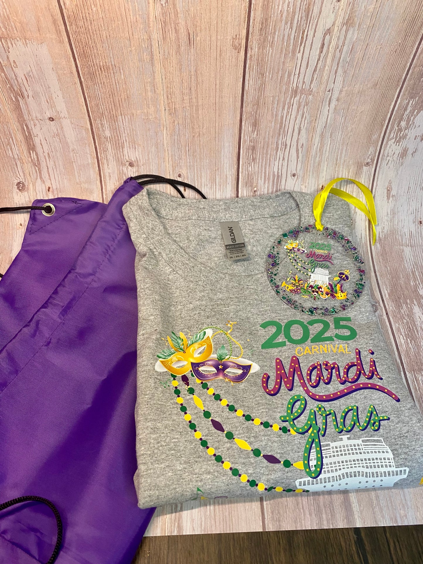 Custom Carnival Mardi Gras Cruise Ornament 2024/2025 - Glitter Carnival Ship Souvenir Keepsake, Carnival Mardi Gras Cruise Gift