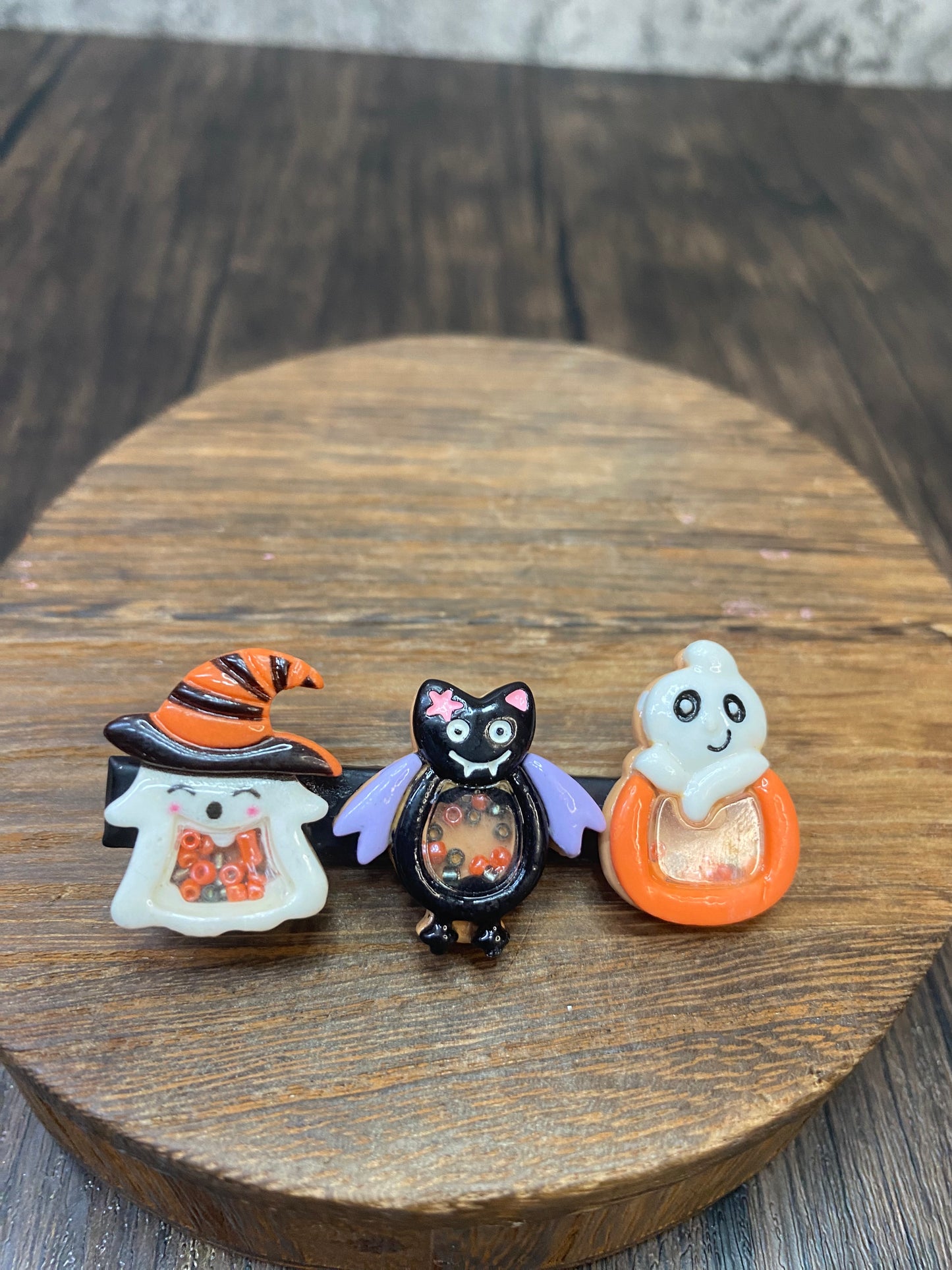 Spooky Halloween Shaker Bead Hair Clips - Cute Ghost, Bat, and Pumpkin Hair Accessories