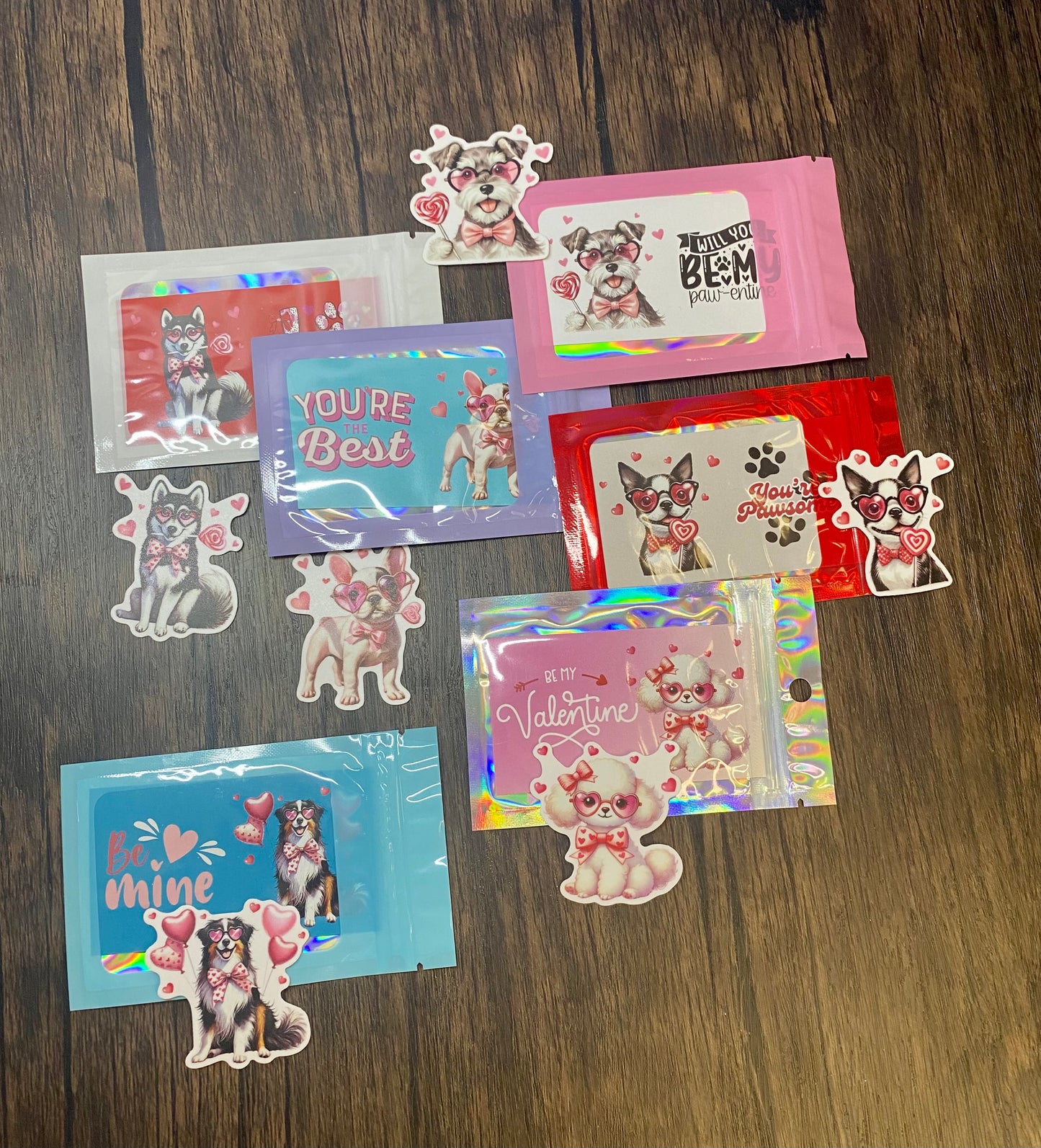 Adorable Dog Puppy Valentine with Matching 2” Vinyl Sticker Perfect Non-Candy Gift for Kids & Class Parties, Valentine Themed Dog Card & Sticker Combo