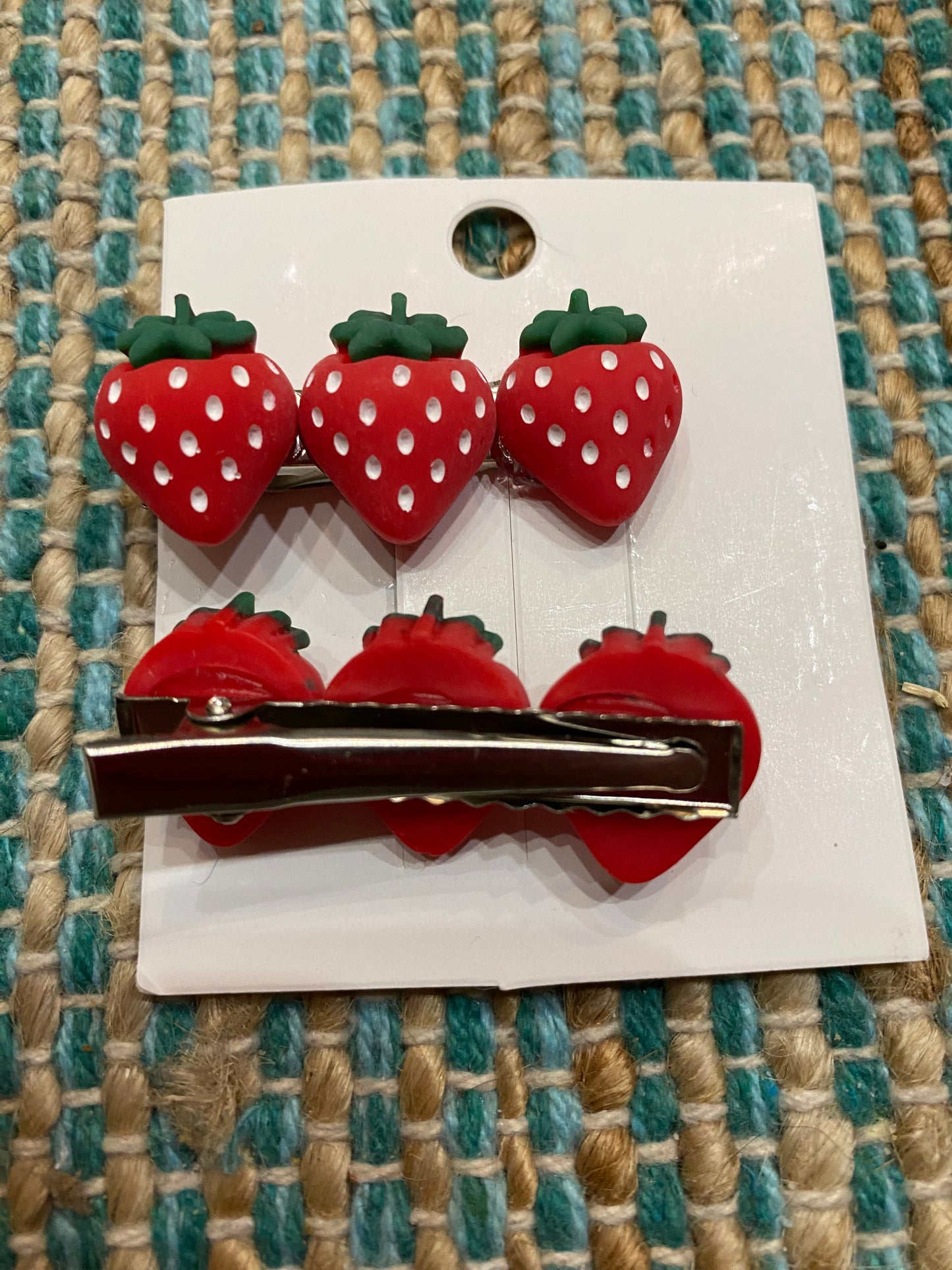 Strawberry Summer Fruit Hair Clips, Fresh Fruit Barrettes, Strawberry Hair Accessory