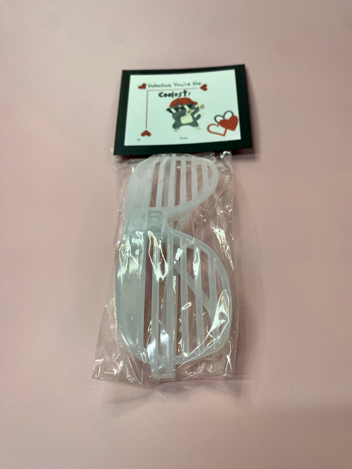 6 pack Light-Up Glasses Valentine Party Favors, Handmade Valentine Card with Favor