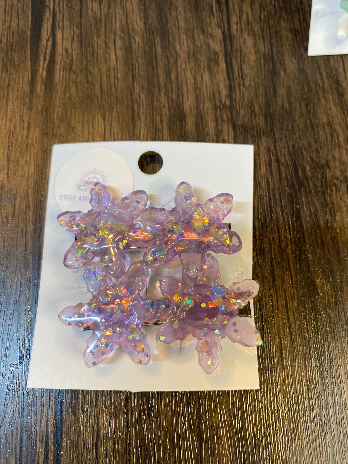 Holiday Snowflake Hair Clips, Winter themed Glitter Snowflake Hair Accessories in Pastel Colors
