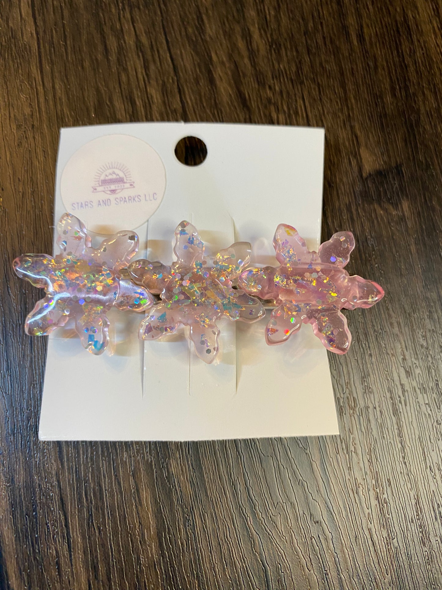 Holiday Snowflake Hair Clips, Winter themed Glitter Snowflake Hair Accessories in Pastel Colors