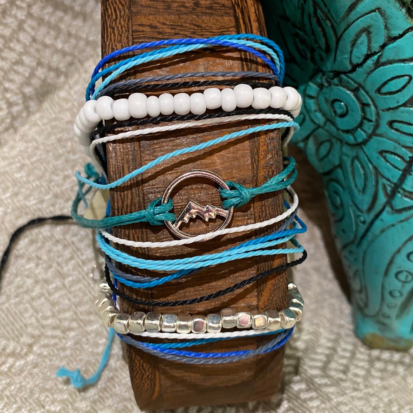 Boho Multi-strand mixed material trendy and colorful Bracelet / Anklet Set- multi color options