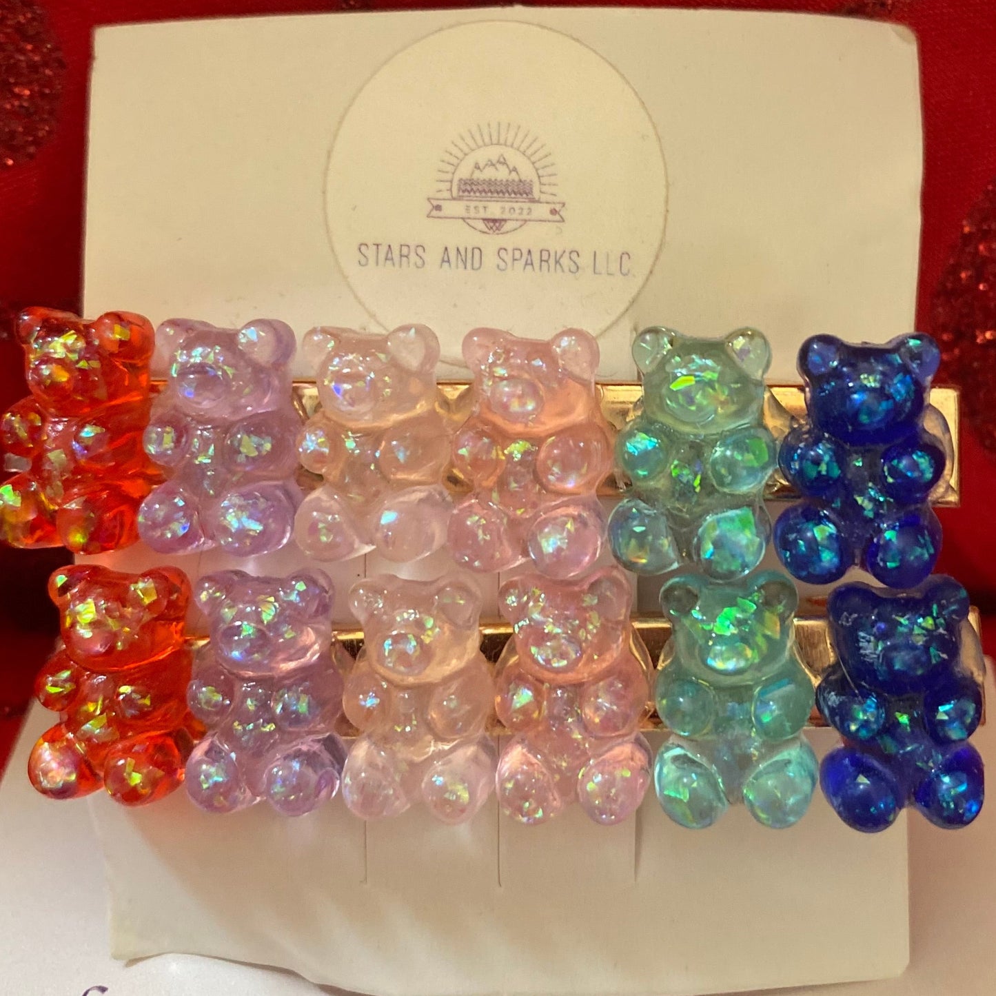 Colorful Gummy Bear Hair Clip, Hair Accessory, Women, Girls, Cute Hair 2 Clip Set, Alligator Clips- Lots of colors!