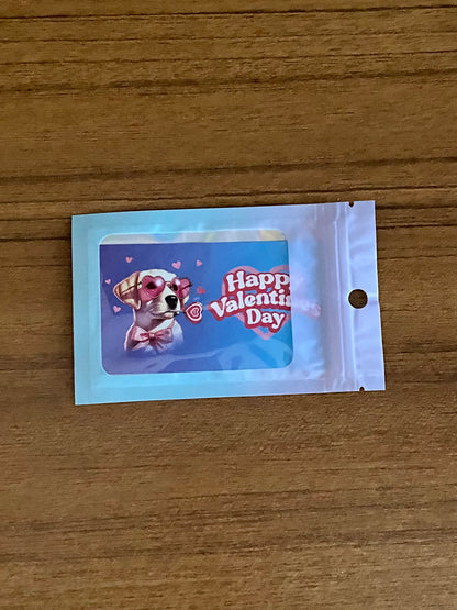 Adorable Dog Puppy Valentine with Matching 2” Vinyl Sticker Perfect Non-Candy Gift for Kids & Class Parties, Valentine Themed Dog Card & Sticker Combo