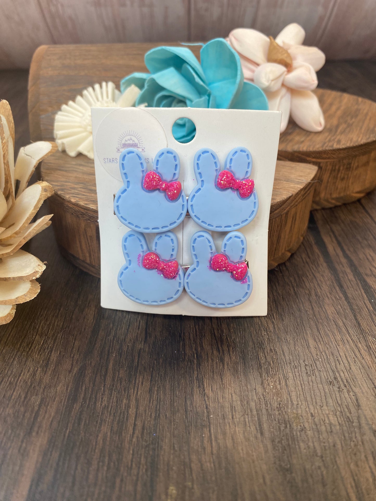 Pastel Bunny Hairclips with Glitter Bow Accent | Easter Spring Accessories for Kids | Cute Hair Clips for Girls Colorful Easter Outfit