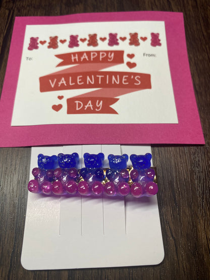 Handmade Valentine with Gummy Bear Hair Clip Favor, Gummy Bear Hairclip, Valentine Party Favor