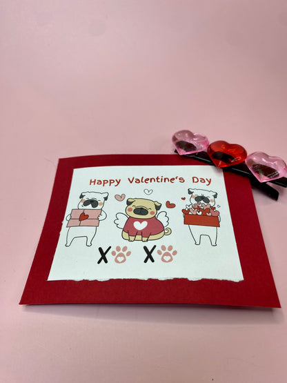 Heart Hair clip Valentine Party Favors, Handmade Valentine Card with Hair clip Favor. Assembled and Ability to be Personalize Valentine