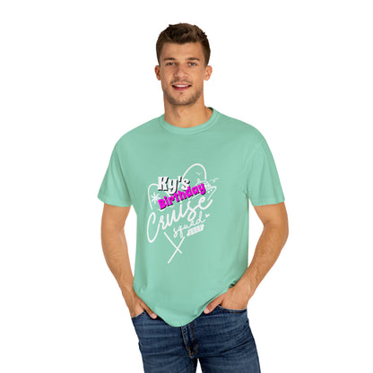 Cruise Birthday Squad, Custom Name, Bright Colors, Cotton Unisex Garment-Dyed T-shirt