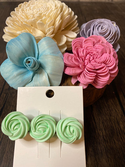 Pastel Merengue Cookie Hairclip, Colorful 2.5” Flower Icing Barrette