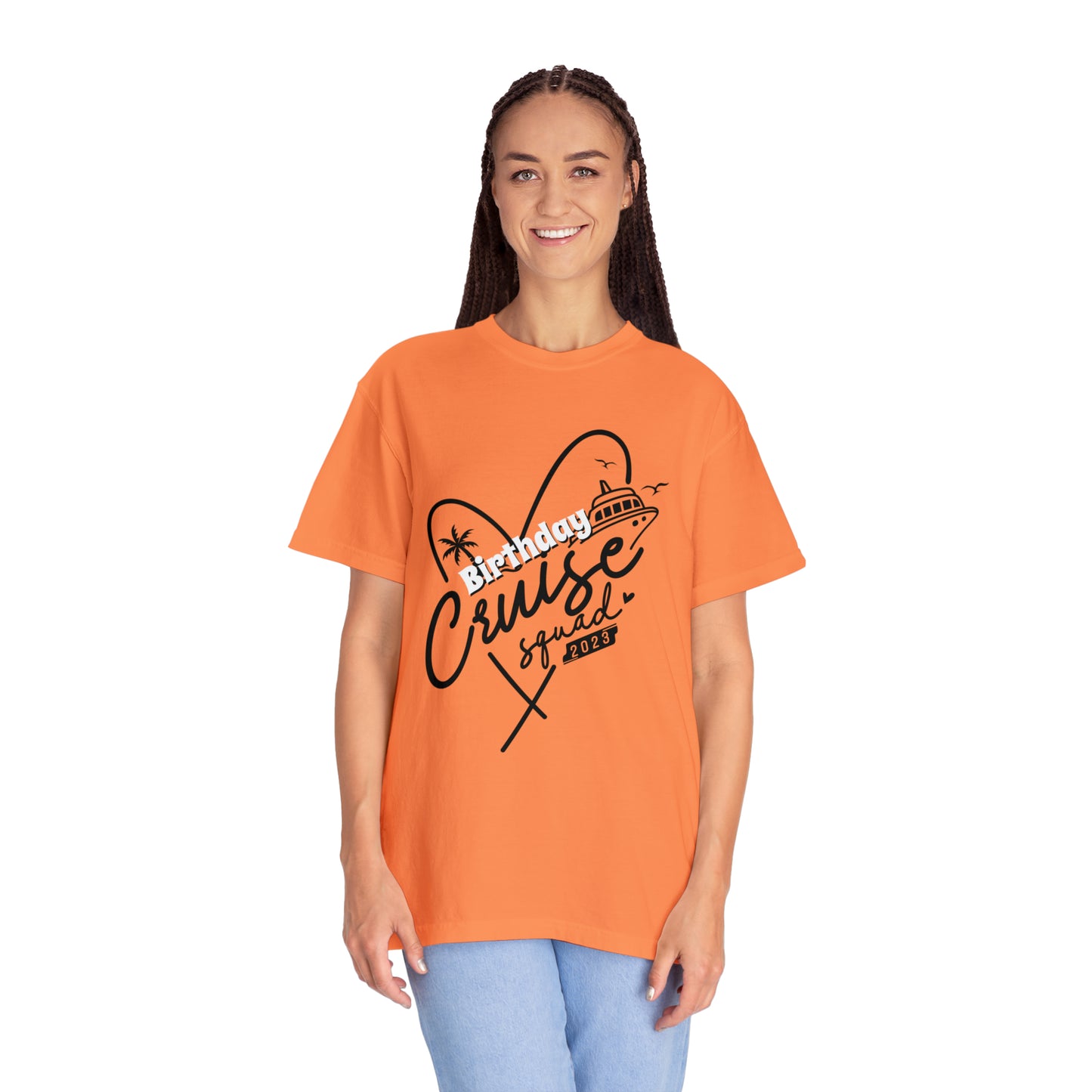 Cruise Birthday Squad, Custom Name, Bright Colors, Cotton Unisex Garment-Dyed T-shirt