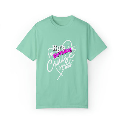 Cruise Birthday Squad, Custom Name, Bright Colors, Cotton Unisex Garment-Dyed T-shirt