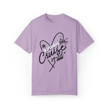 Cruise Birthday Squad, Custom Name, Bright Colors, Cotton Unisex Garment-Dyed T-shirt