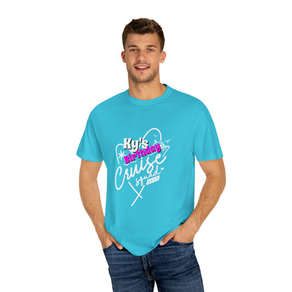 Cruise Birthday Squad, Custom Name, Bright Colors, Cotton Unisex Garment-Dyed T-shirt