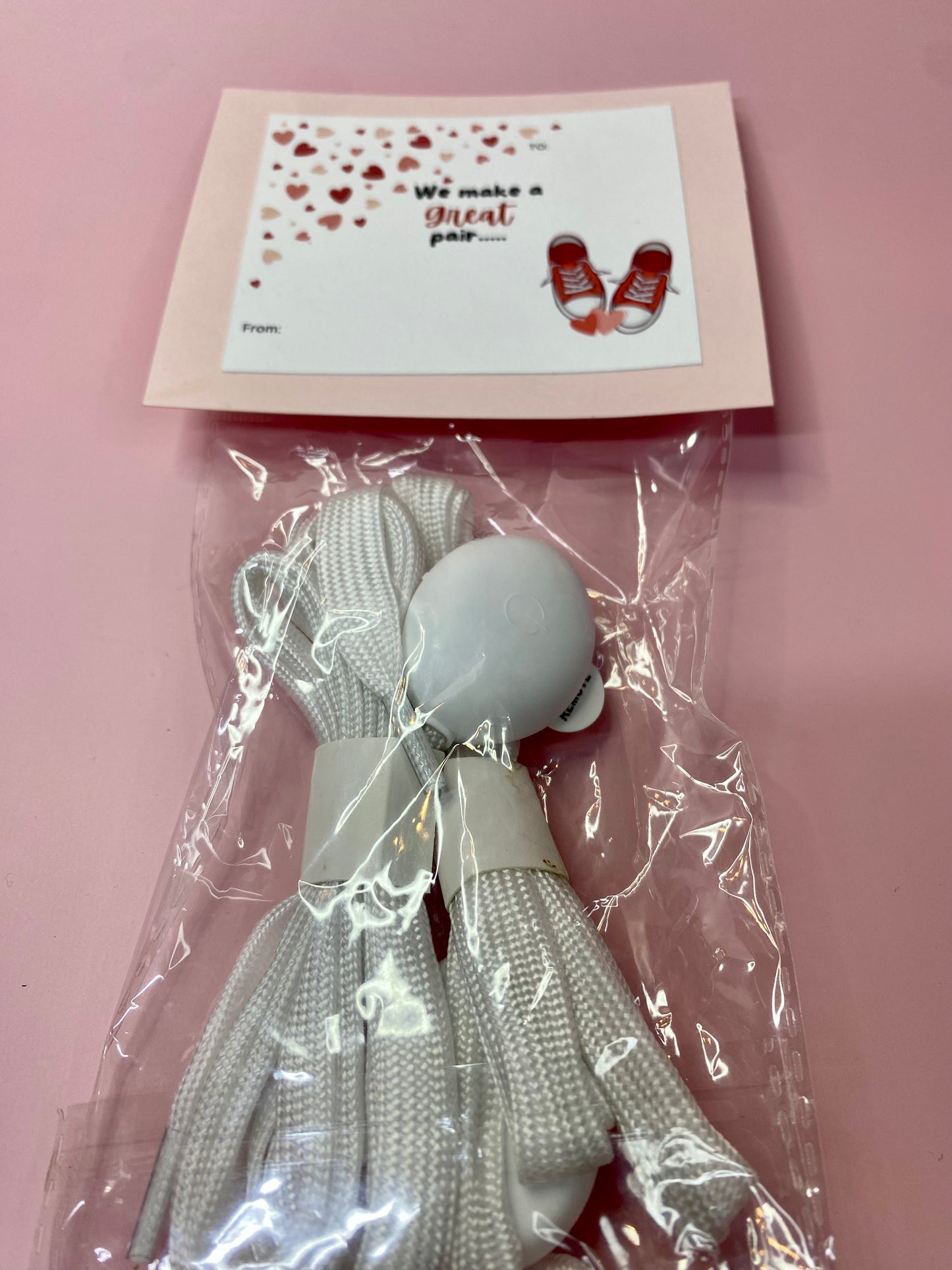 8 pack Light-Up Shoelace Valentine Party Favor, Handmade Valentine Card with LED Shoelace Favors