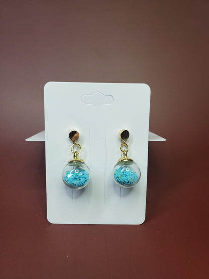 Starry Globe Gold-Plated Drop Earrings, Hypoallergenic Star Glitter Snowglobe Earrings