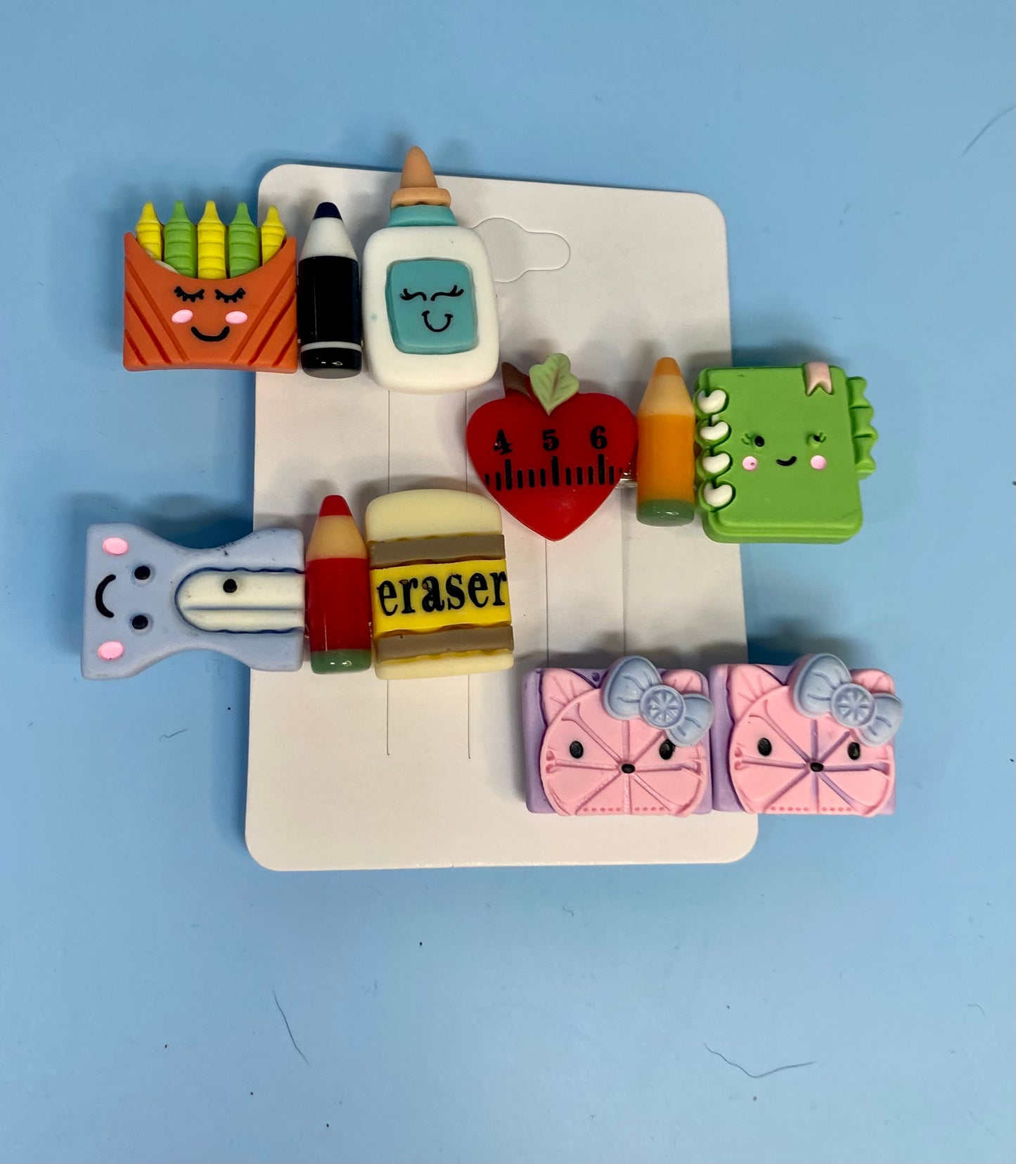 Adorable Back to School Barrette Set - 4 Pack - Cute School Supply Hair Clips for Kids