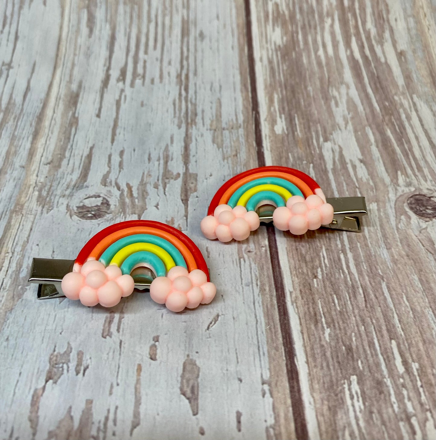 Handmade Bubble Cloud Rainbow Hair Clips. Cute Colorful Hair Accessories Kids Hair Clips Girls Rainbow Hair Barrettes Rainbow Cloud Hair