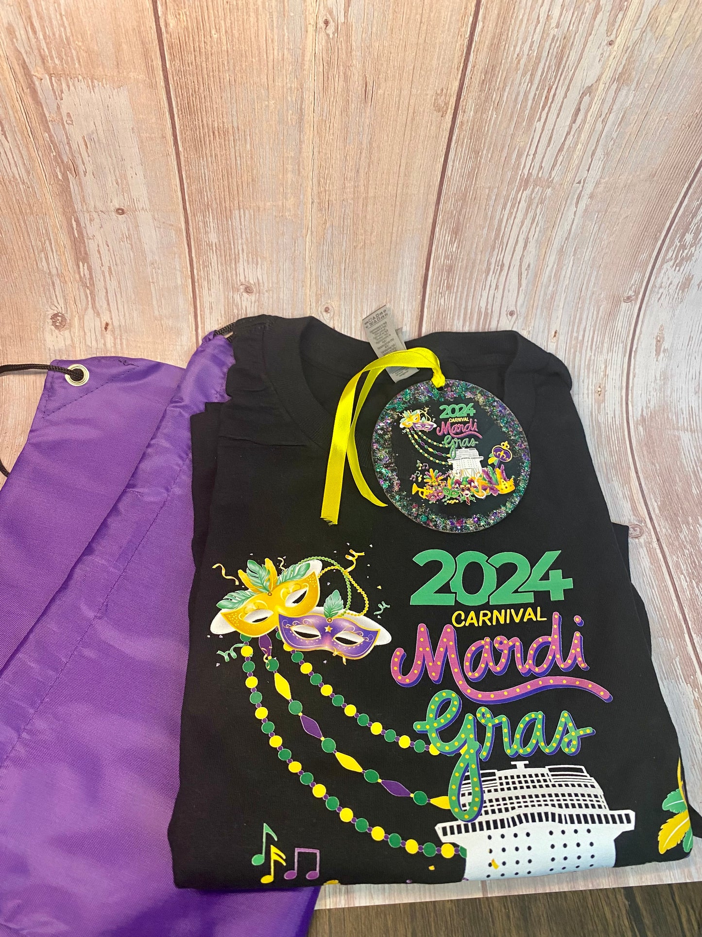 Custom Carnival Mardi Gras Cruise Ornament 2024/2025 - Glitter Carnival Ship Souvenir Keepsake, Carnival Mardi Gras Cruise Gift