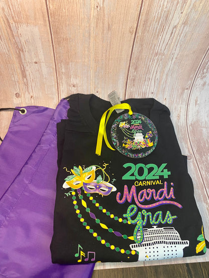 Custom Carnival Mardi Gras Cruise Ornament 2024/2025 - Glitter Carnival Ship Souvenir Keepsake, Carnival Mardi Gras Cruise Gift