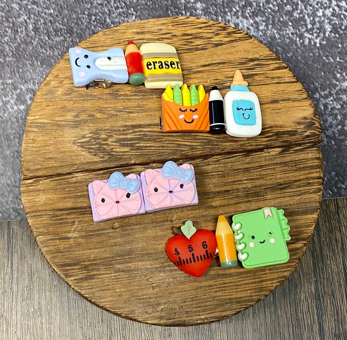 Adorable Back to School Barrette Set - 4 Pack - Cute School Supply Hair Clips for Kids