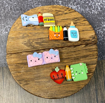 Adorable Back to School Barrette Set - 4 Pack - Cute School Supply Hair Clips for Kids