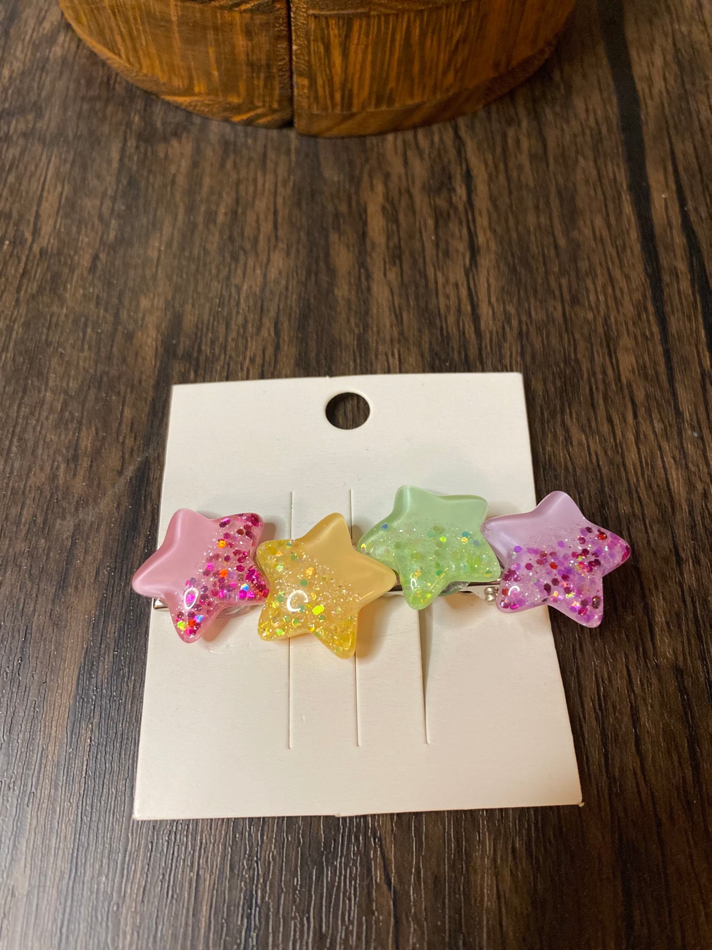 Handmade Glitter Star Hairclips. Colorful Sparkle Hair Accessories Cute Star Shaped Hair Clips for Kids and Adults