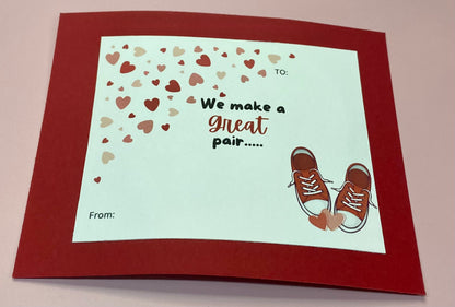 8 pack Light-Up Shoelace Valentine Party Favor, Handmade Valentine Card with LED Shoelace Favors