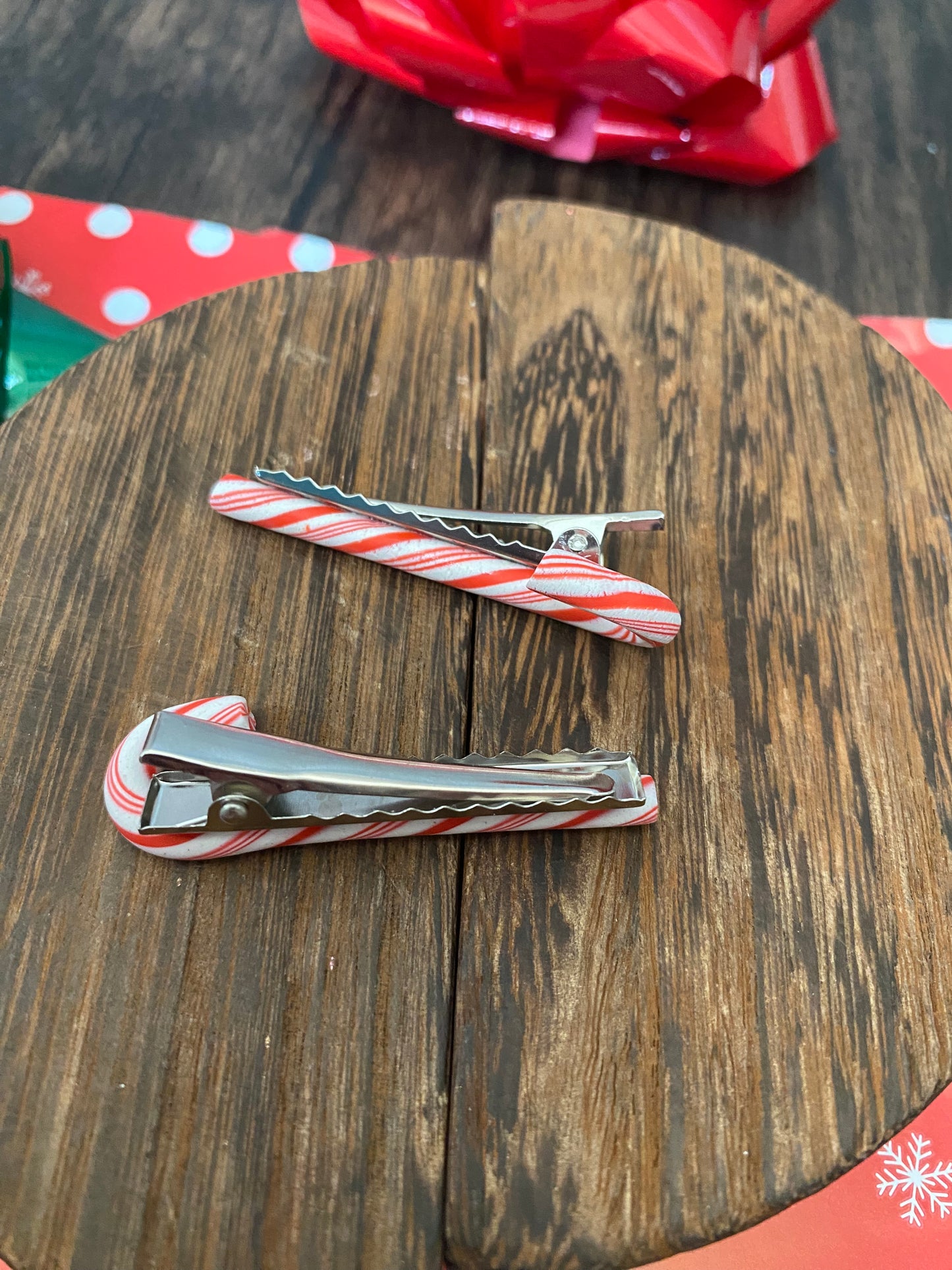 Candy Cane Hair Clips, Striped Candy Holiday Hair Accessory, Multiple Colors