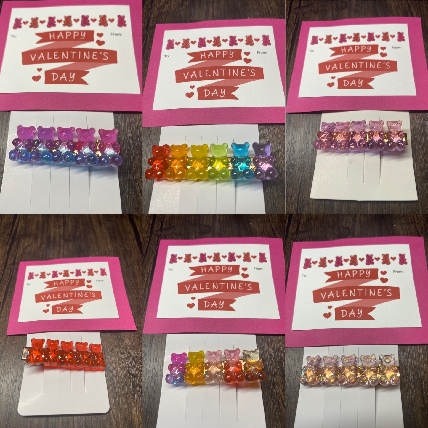 Handmade Valentine with Gummy Bear Hair Clip Favor, Gummy Bear Hairclip, Valentine Party Favor