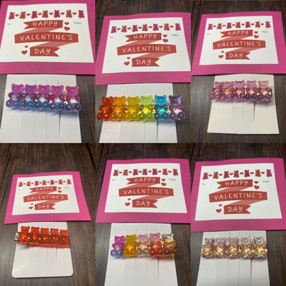 Handmade Valentine with Gummy Bear Hair Clip Favor, Gummy Bear Hairclip, Valentine Party Favor