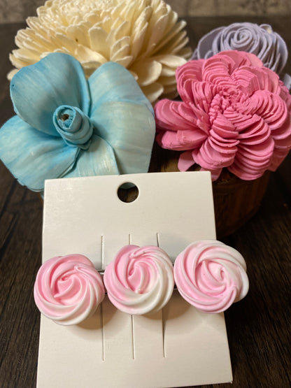 Pastel Merengue Cookie Hairclip, Colorful 2.5” Flower Icing Barrette