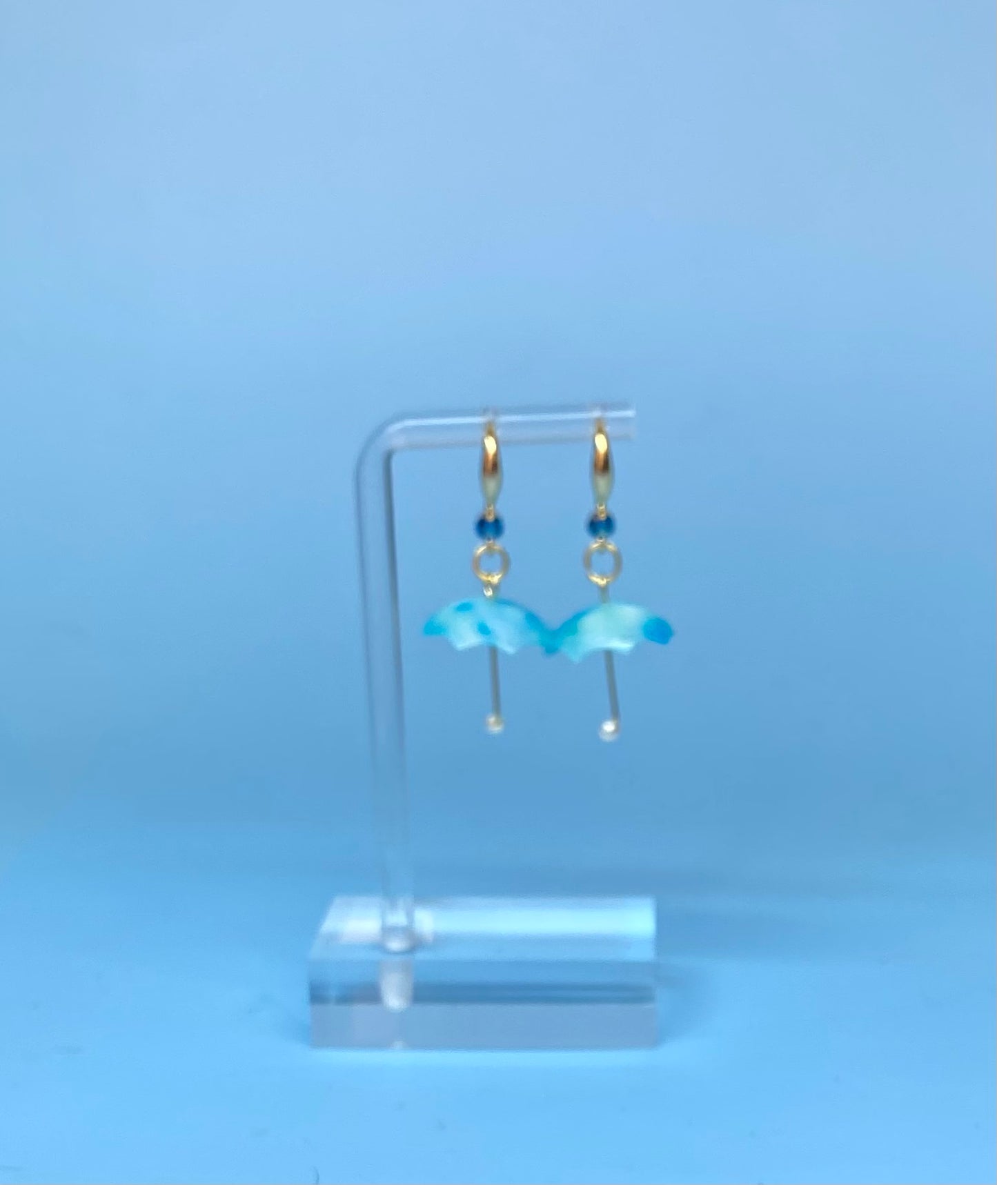 Gemstone Umbrella Dangle Earrings in Blue, Green, and Purple - Handcrafted Rainy Day Jewelry