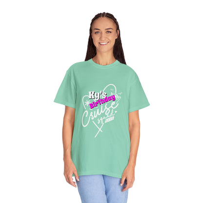 Cruise Birthday Squad, Custom Name, Bright Colors, Cotton Unisex Garment-Dyed T-shirt