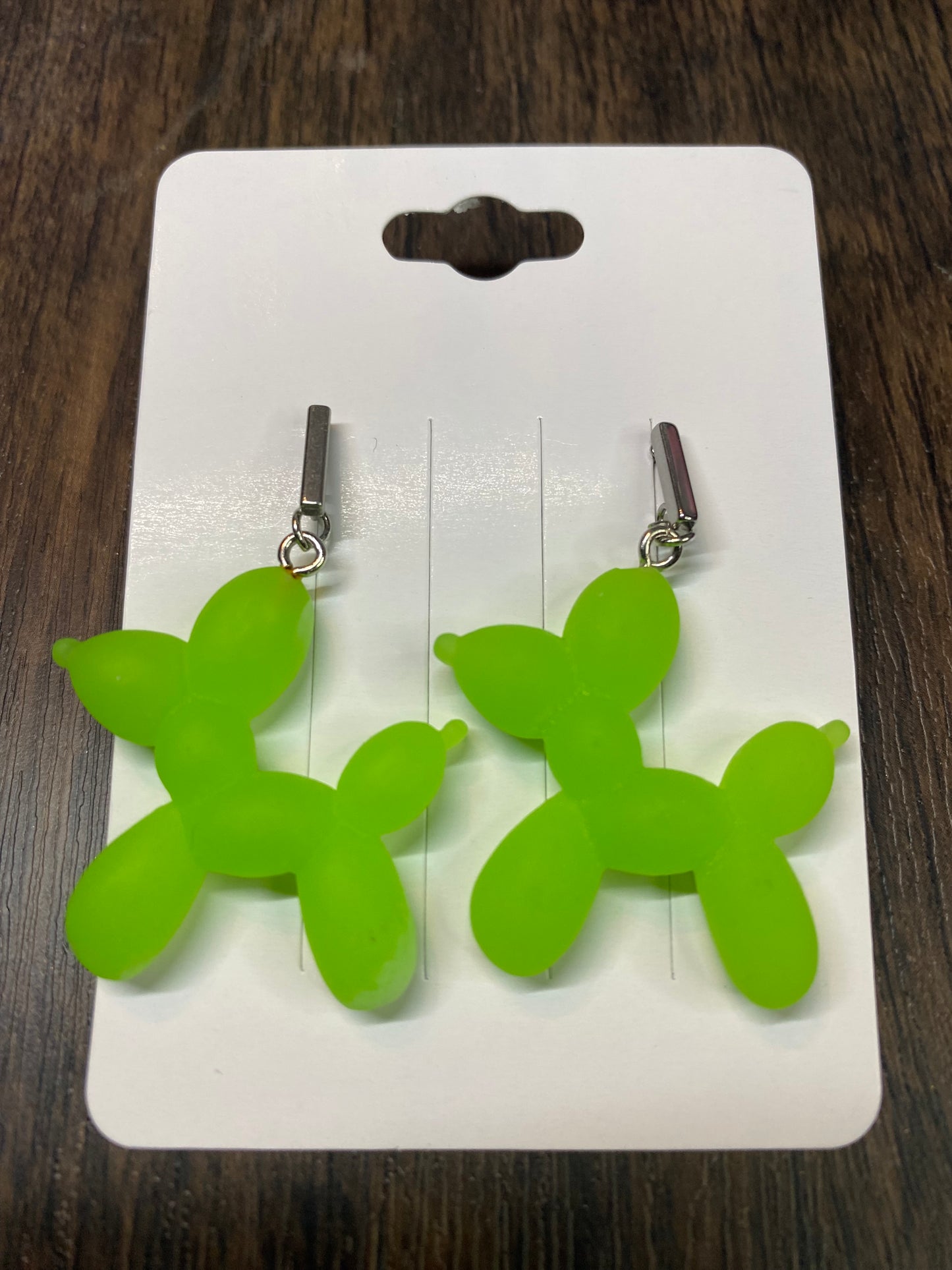 Balloon Animal Dangle Eaarings with Surgical Steel Rectangle post, Fun Colorful Dog Earrings