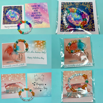 Showgirl Inspired  Valentines – Friendship Bracelet Cards, Galentine’s Day Gift, Trending Valentines