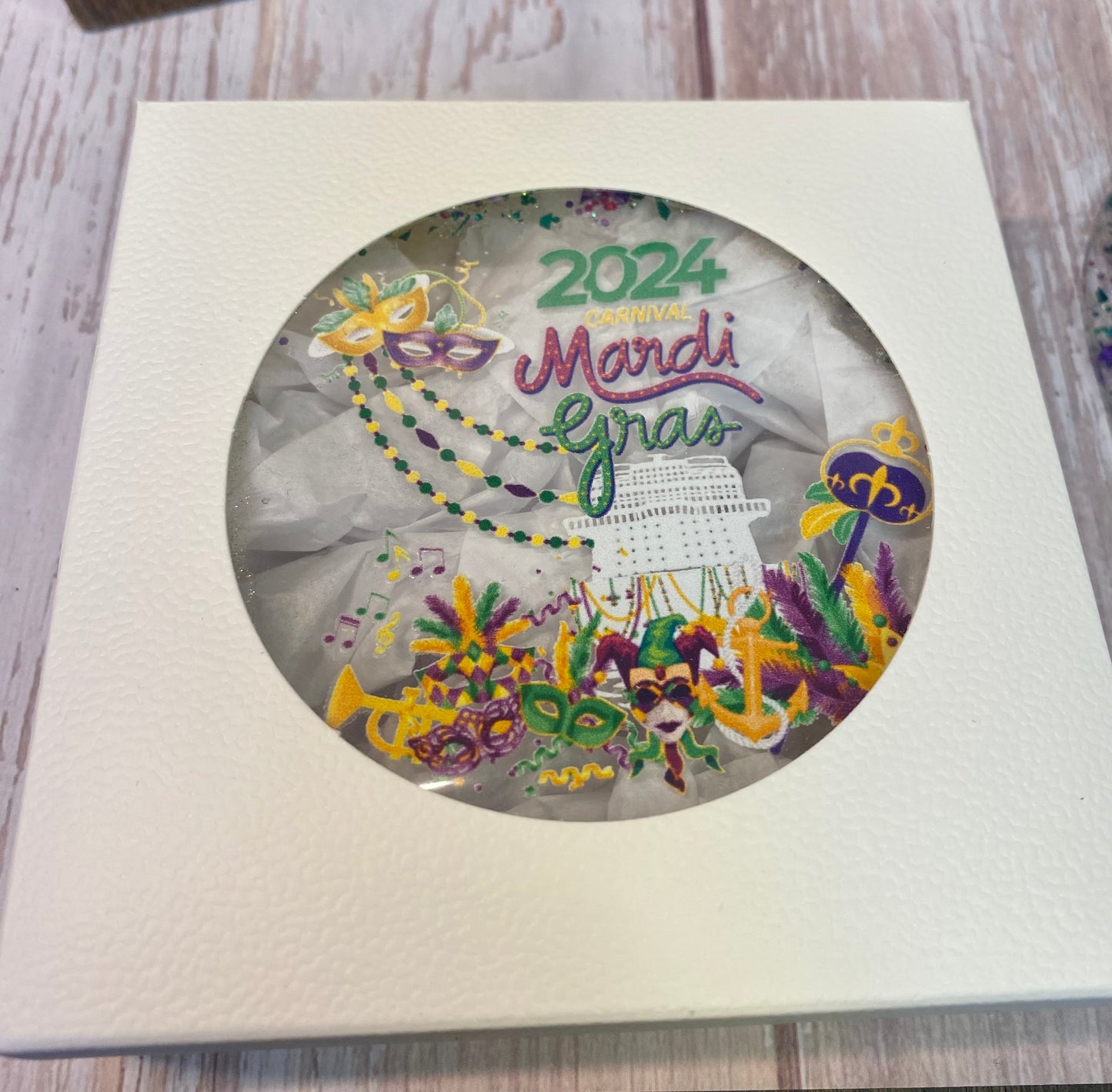 Custom Carnival Mardi Gras Cruise Ornament 2024/2025 - Glitter Carnival Ship Souvenir Keepsake, Carnival Mardi Gras Cruise Gift