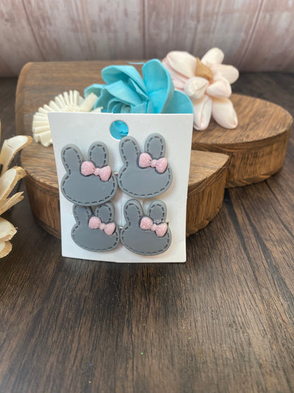 Pastel Bunny Hairclips with Glitter Bow Accent | Easter Spring Accessories for Kids | Cute Hair Clips for Girls Colorful Easter Outfit