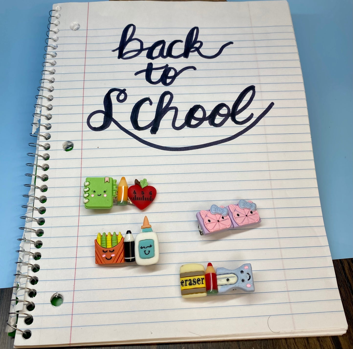 Adorable Back to School Barrette Set - 4 Pack - Cute School Supply Hair Clips for Kids